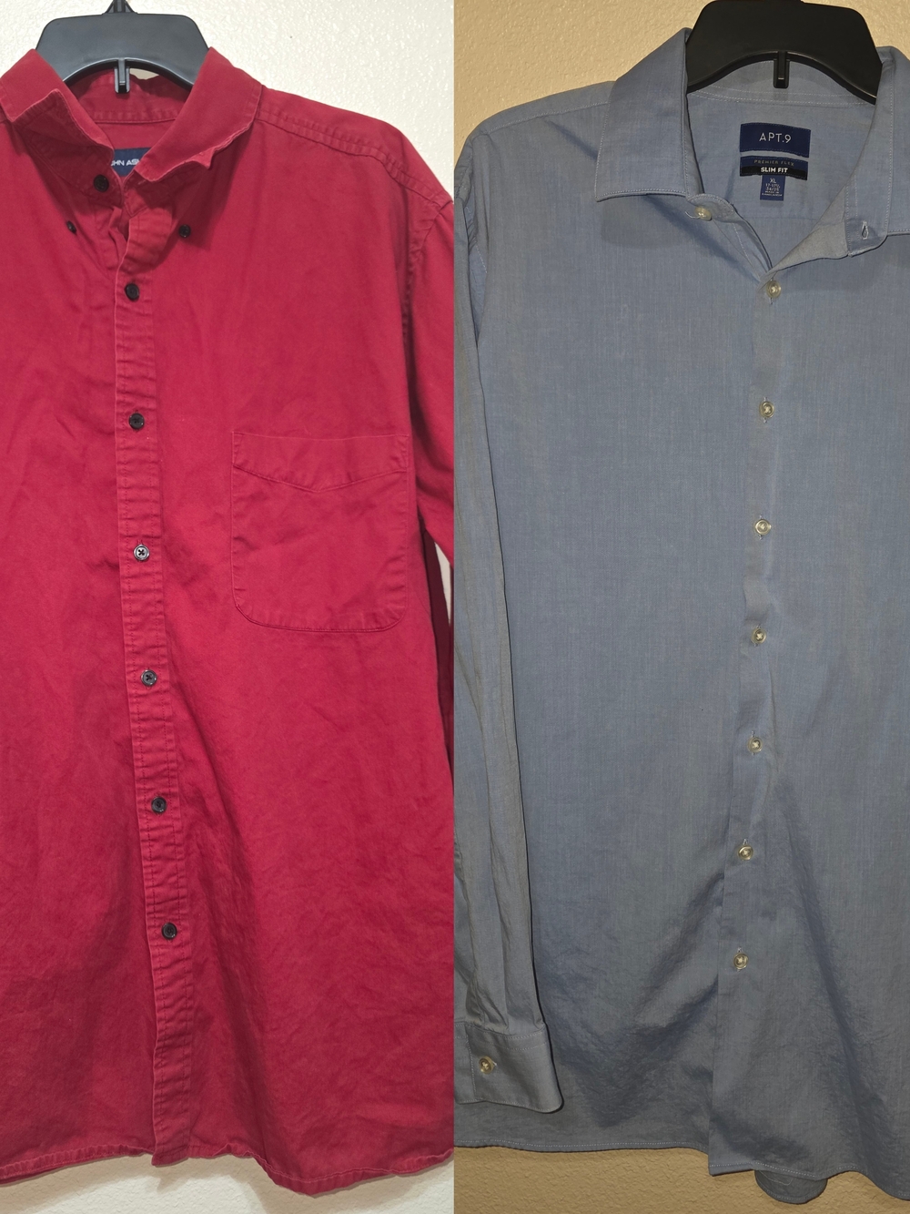 Lot of 2 Men's Long Sleeve Button Down Shirts - Size XL